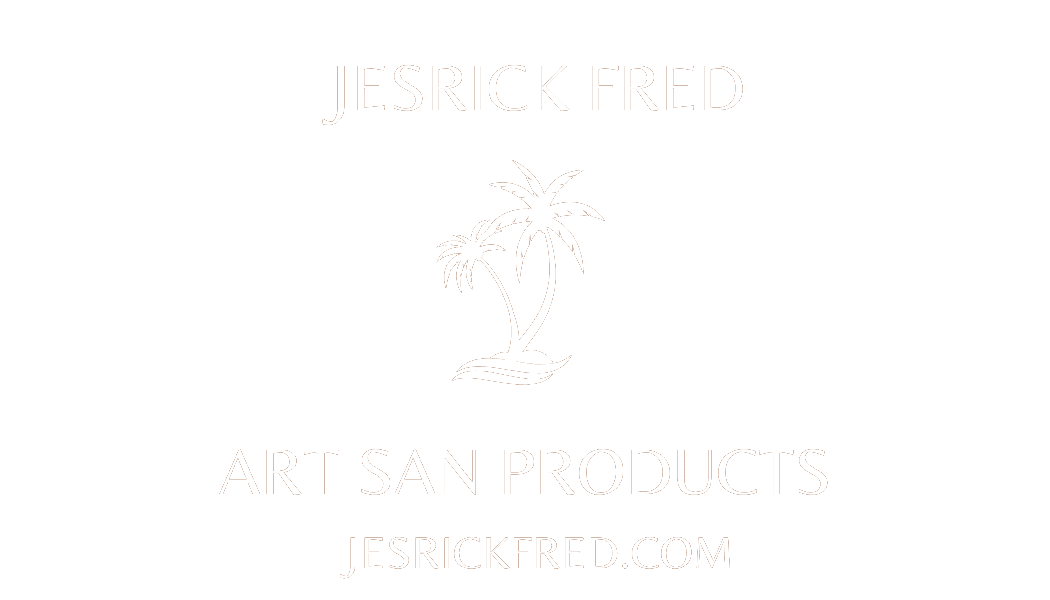 A green square with the words " jesrick fred artisan products ".